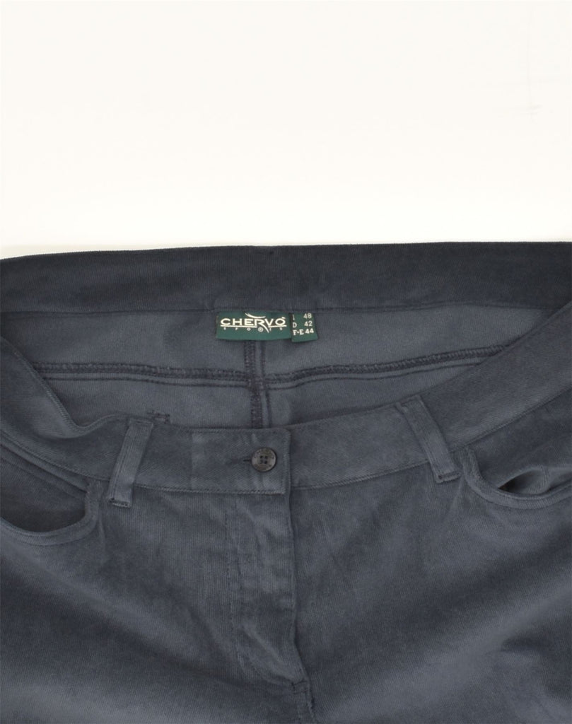 CHERVO Womens Straight Corduroy Trousers IT 48 XL W34 L29 Black Polyester | Vintage Chervo | Thrift | Second-Hand Chervo | Used Clothing | Messina Hembry 