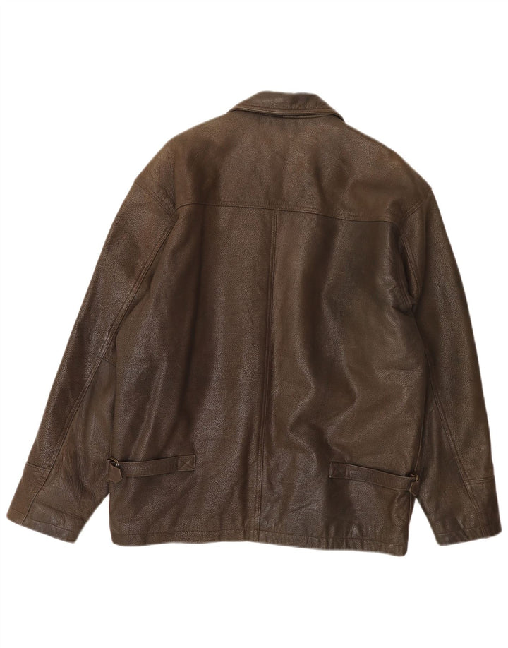 Vintage Mens Leather Jacket UK 38 Medium Khaki Leather