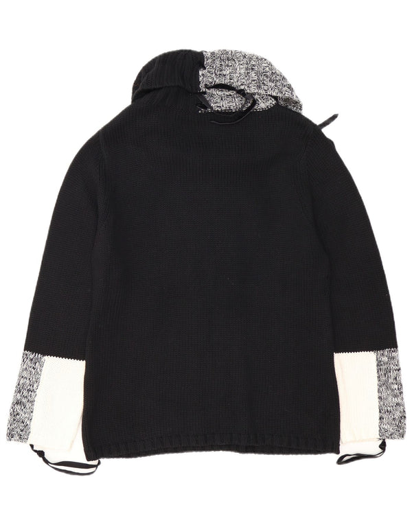 Monari Womens Roll Neck Jumper Sweater UK 16 Large Black Colourblock Cotton