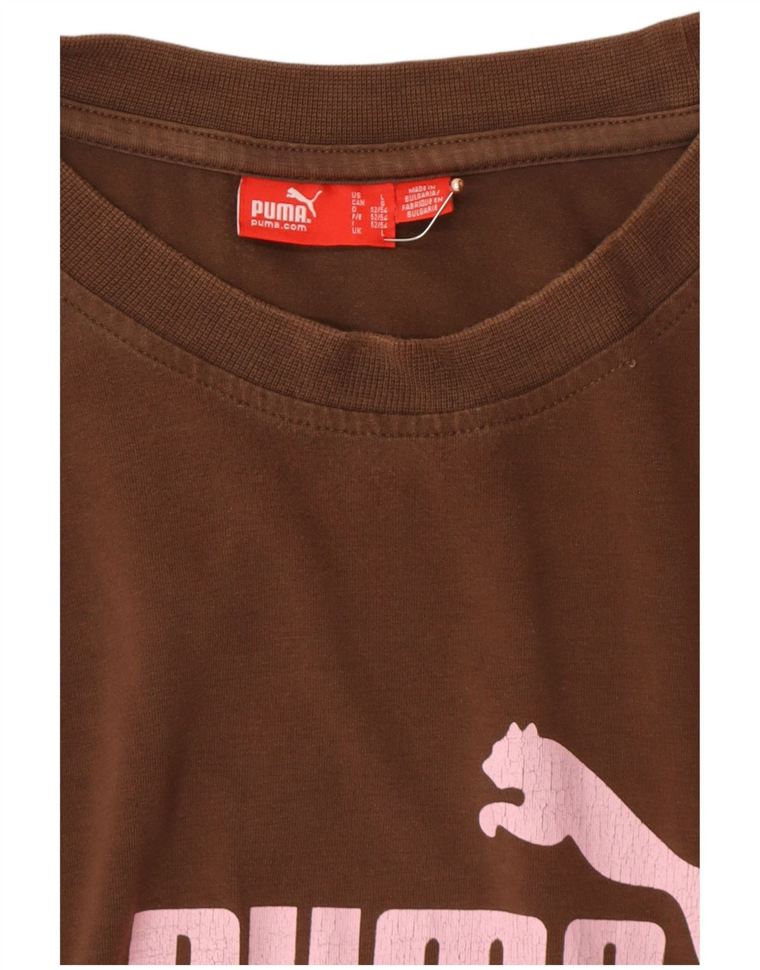 PUMA Mens Graphic T-Shirt Top Large Brown