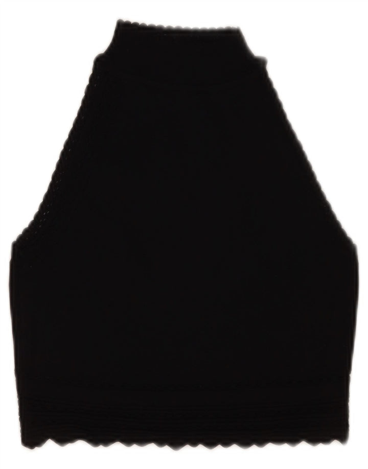 Zara Womens Crop Vest Tank Top UK 8 Small Black