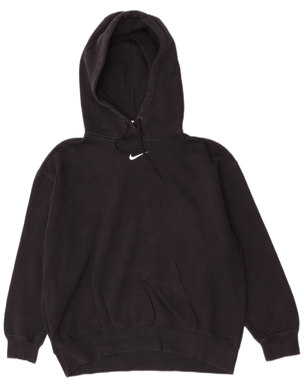 Nike Womens Oversized Hoodie Jumper UK 10 Small Black Cotton