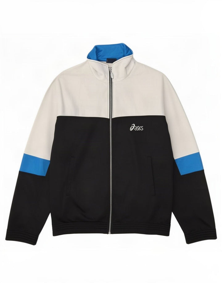 Asics Mens Graphic Tracksuit Top Jacket Medium Black Colourblock