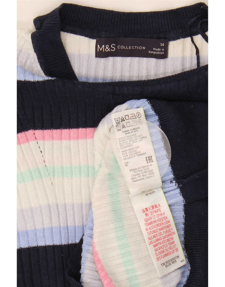 Marks & Spencer Womens Boat Neck Jumper Sweater UK 14 Medium Navy Blue