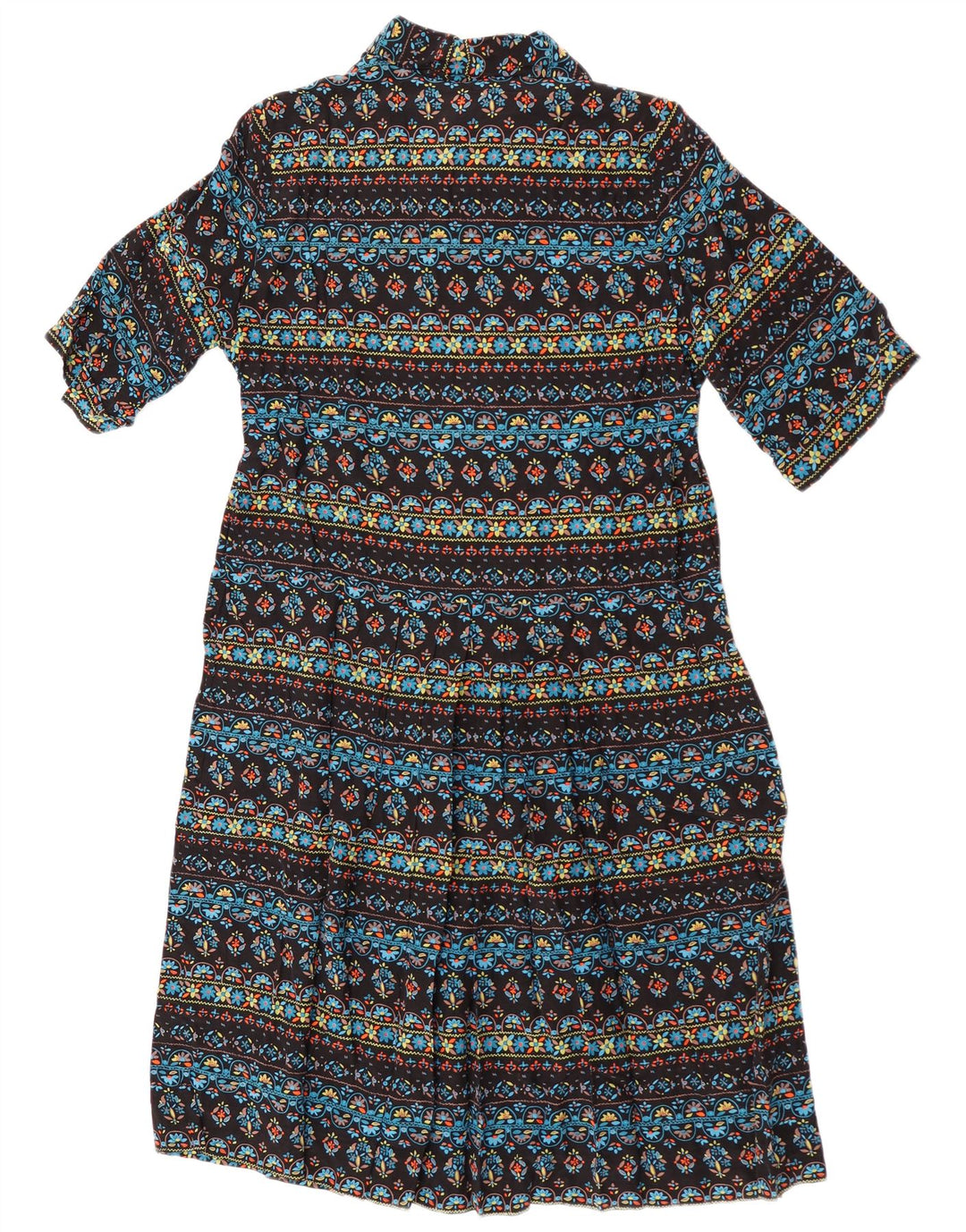 Vintage Womens Front Tie A-Line Dress UK 14 Medium Multicoloured Floral