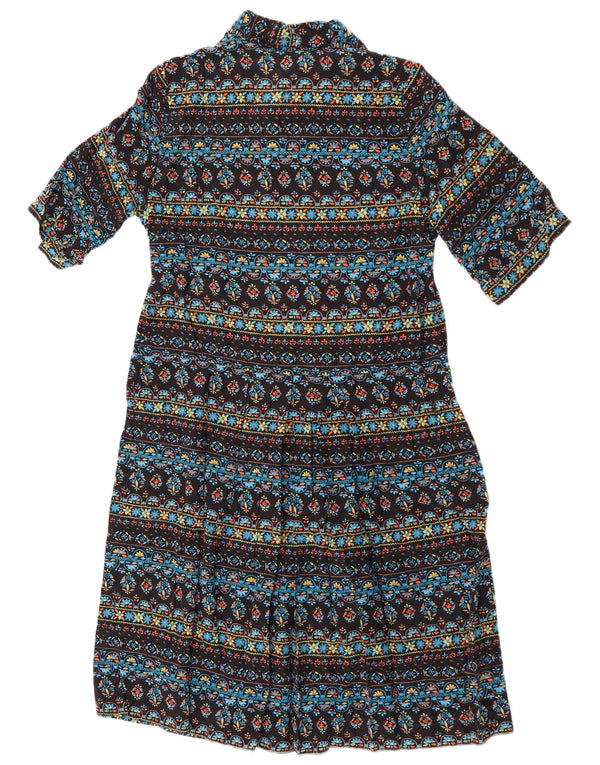 Vintage Womens Front Tie A-Line Dress UK 14 Medium Multicoloured Floral
