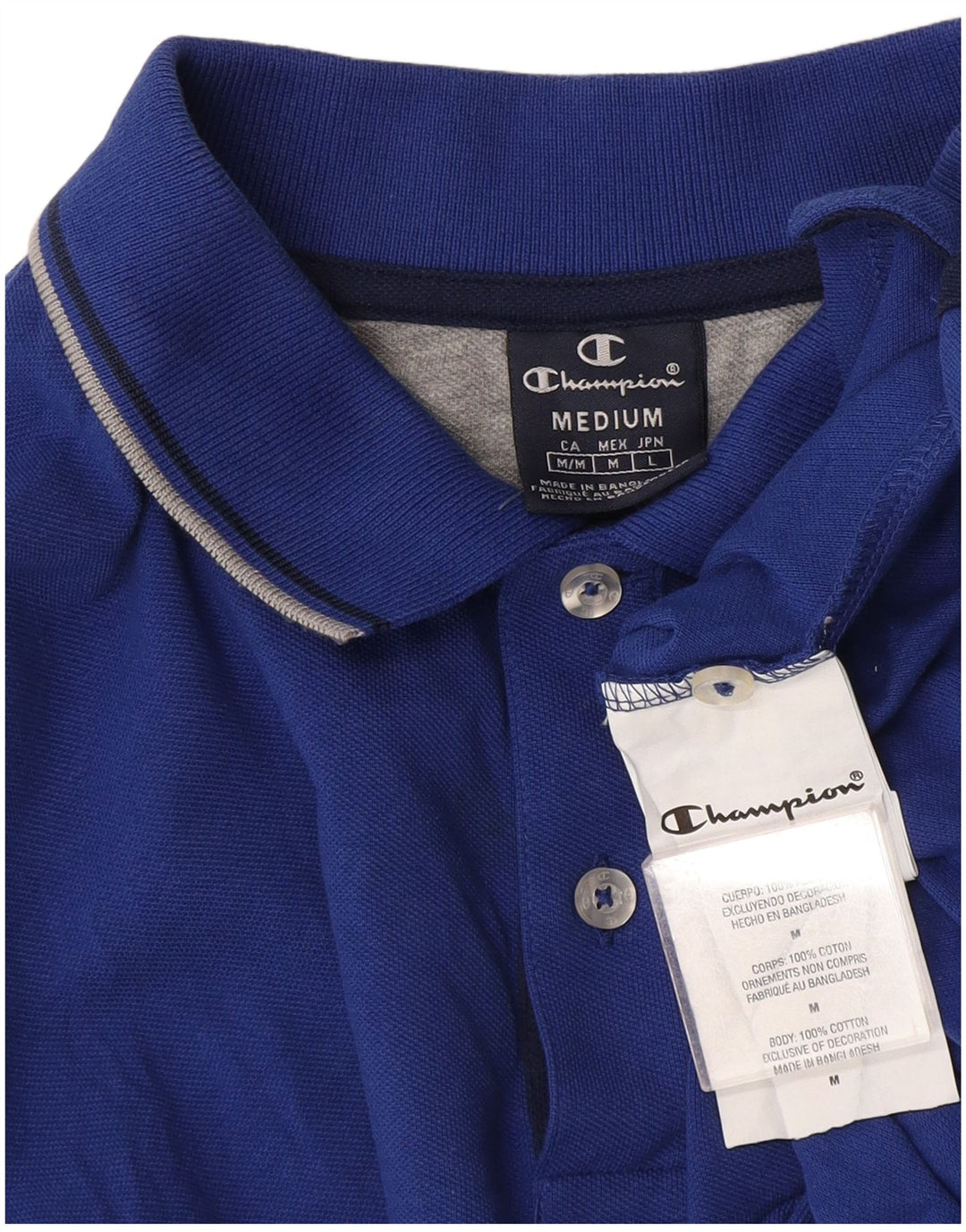 Champion Mens Polo Shirt Medium Blue Cotton