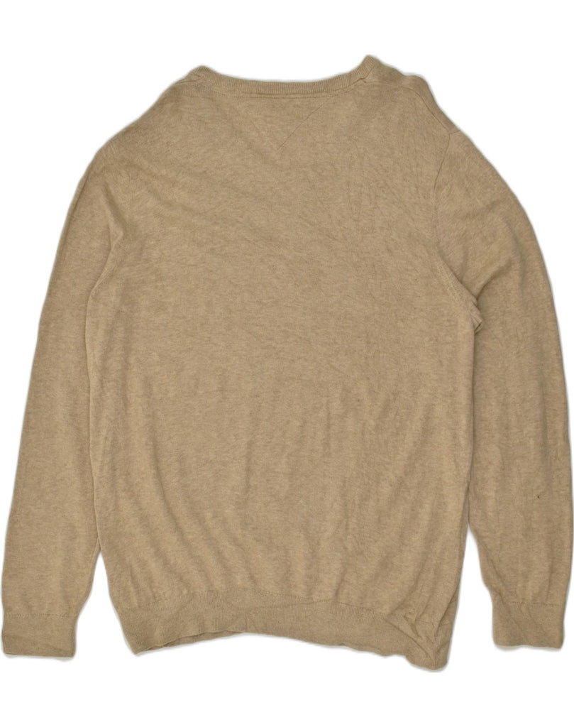 TOMMY HILFIGER Mens Tall V-Neck Jumper Sweater XL Beige Cotton | Vintage Tommy Hilfiger | Thrift | Second-Hand Tommy Hilfiger | Used Clothing | Messina Hembry 