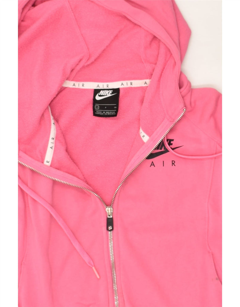 NIKE Womens Graphic Zip Hoodie Sweater UK 10 Small Pink Cotton | Vintage Nike | Thrift | Second-Hand Nike | Used Clothing | Messina Hembry 