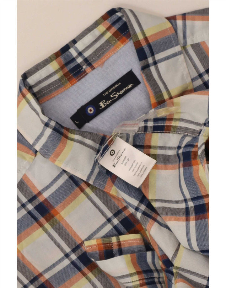Ben Sherman Mens Short Sleeve Shirt Large Multicoloured Check Cotton