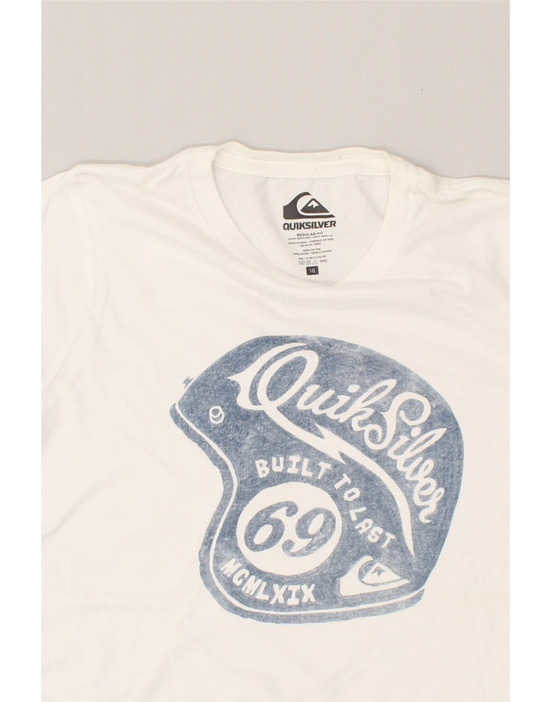 QUIKSILVER Boys Graphic T-Shirt Top 9-10 Years White Cotton | Vintage Quiksilver | Thrift | Second-Hand Quiksilver | Used Clothing | Messina Hembry 