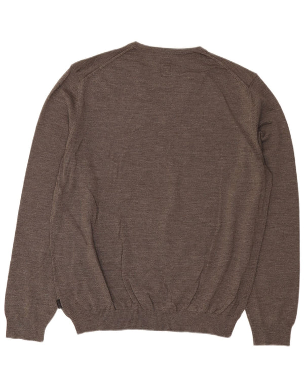 HUGO BOSS Mens Slim Fit V-Neck Jumper Sweater 3XL Grey Wool