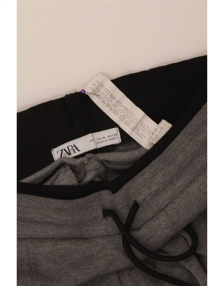 Zara Mens Crop Tracksuit Trousers Small Grey Colourblock Polyester