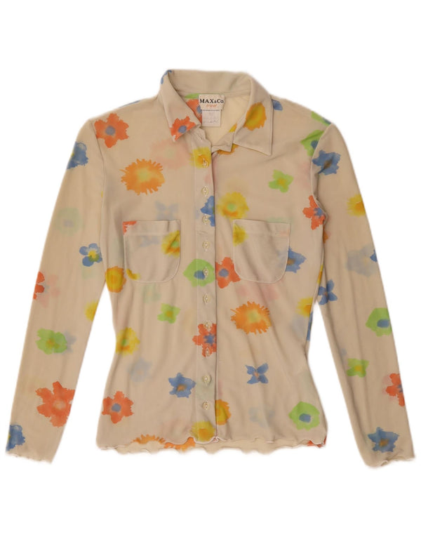 Max & Co. Womens Shirt Blouse UK 12 Medium Off White Floral