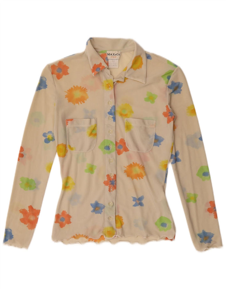 Max & Co. Womens Shirt Blouse UK 12 Medium Off White Floral