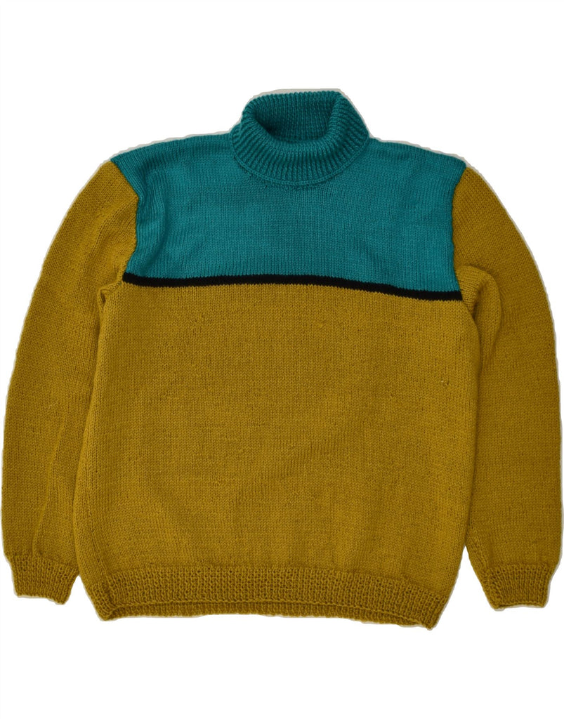 VINTAGE Womens Roll Neck Jumper Sweater UK 18 XL Yellow Colourblock | Vintage Vintage | Thrift | Second-Hand Vintage | Used Clothing | Messina Hembry 