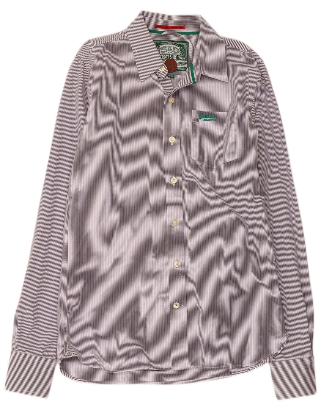 SUPERDRY Mens Shirt Medium Purple Pinstripe Cotton