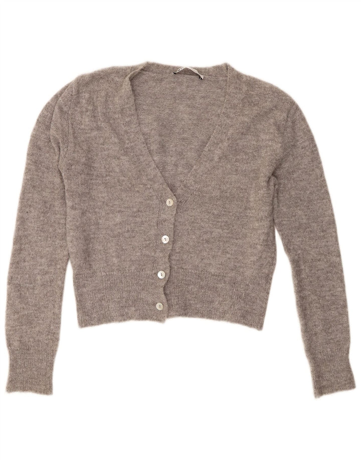 Zara Womens Crop Cardigan Sweater UK 14 Medium Grey