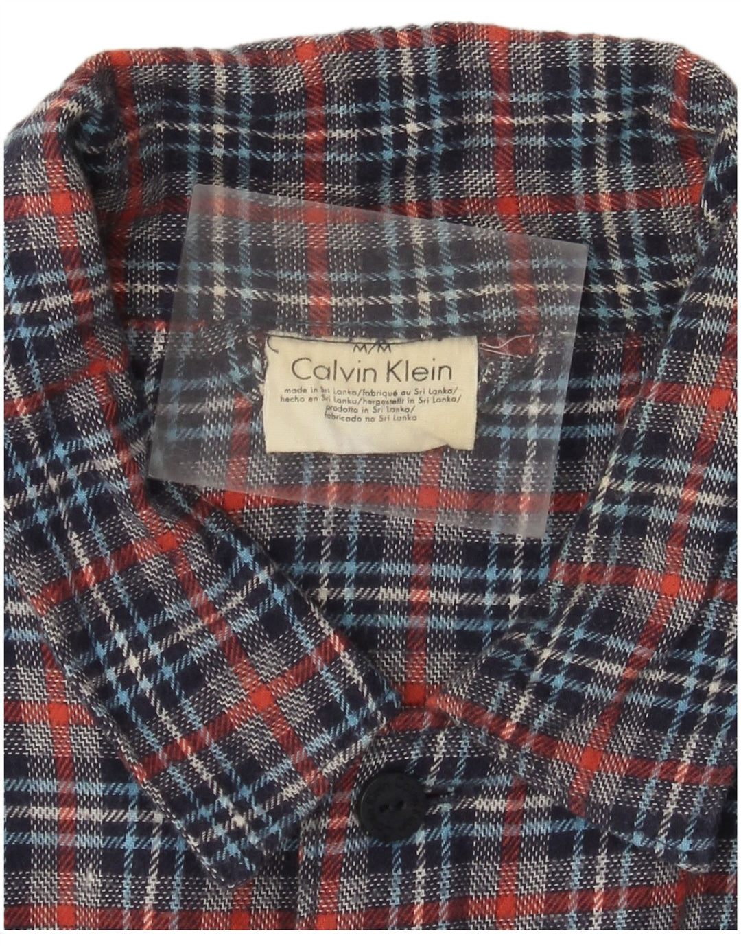Calvin Klein Mens Flannel Shirt Medium Multicoloured Plaid Cotton