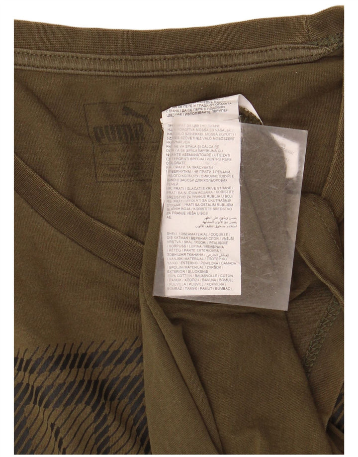 PUMA Mens Graphic T-Shirt Top Large Khaki Cotton