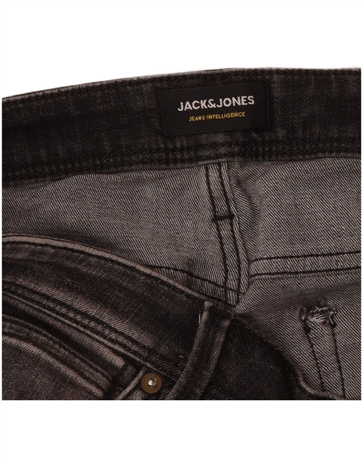 JACK & JONES Mens Distressed Slim Jeans W33 L34 Black Cotton