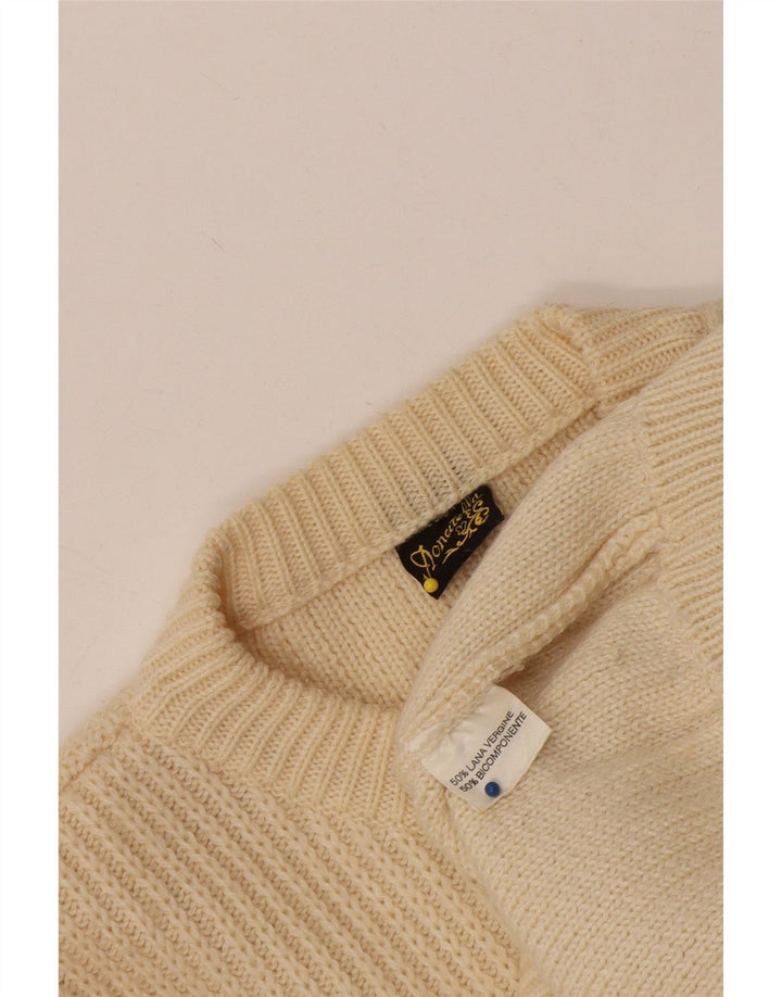 Donatella Womens Cardigan Sweater UK 16 Large Beige Virgin Wool