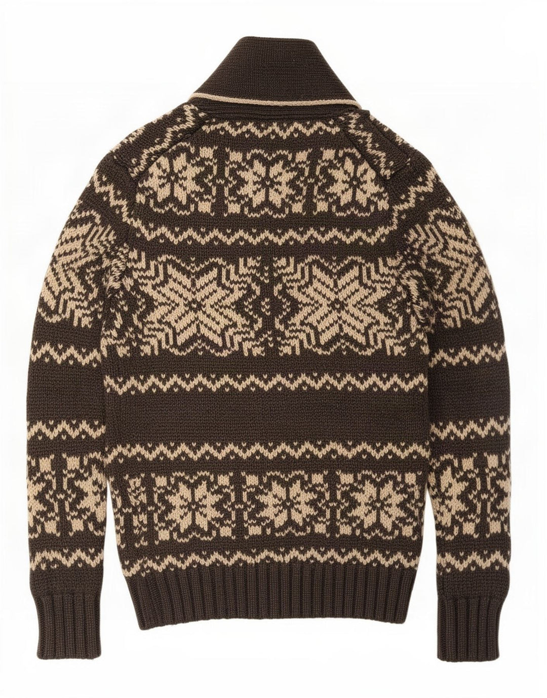 Vintage Mens Shawl Neck Jumper Sweater Medium Grey Fair Isle Acrylic