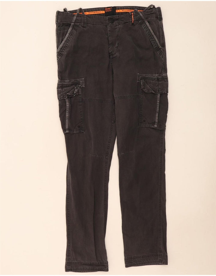 SUPERDRY Mens Slim Cargo Trousers Large W36 L33 Grey Cotton