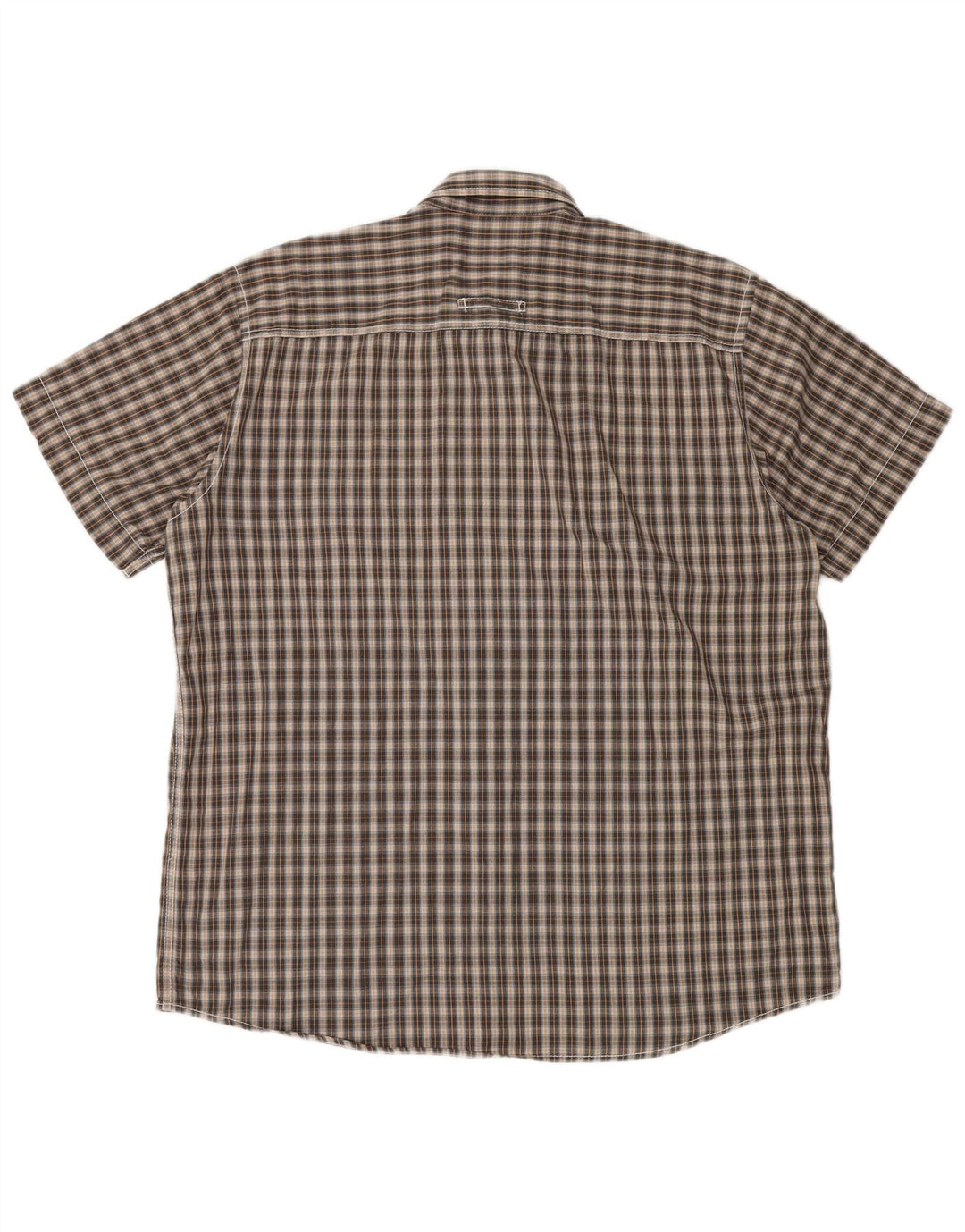 Camel Active Mens Short Sleeve Shirt XL Brown Check Cotton