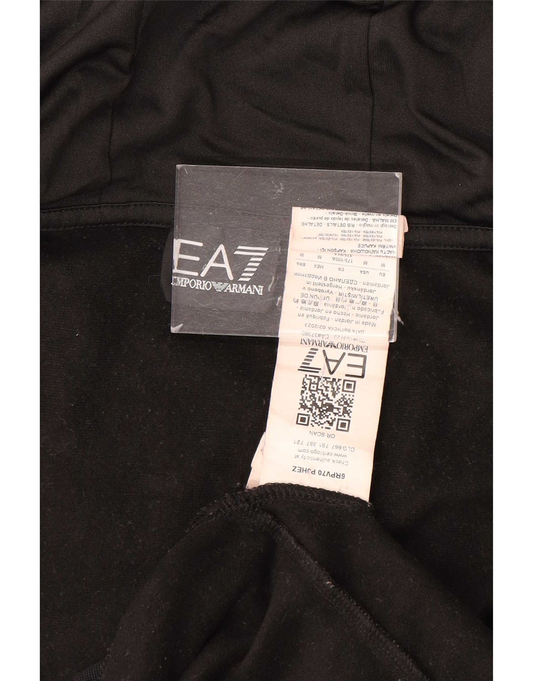 Emporio Armani Mens Graphic Zip Hoodie Sweater Medium Black Polyester