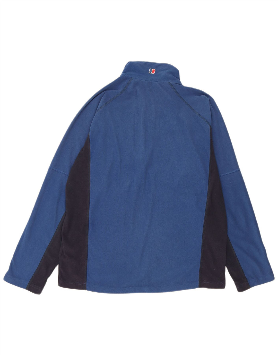 BERGHAUS Mens Zip Neck Fleece Jumper Medium Blue Colourblock Polyester