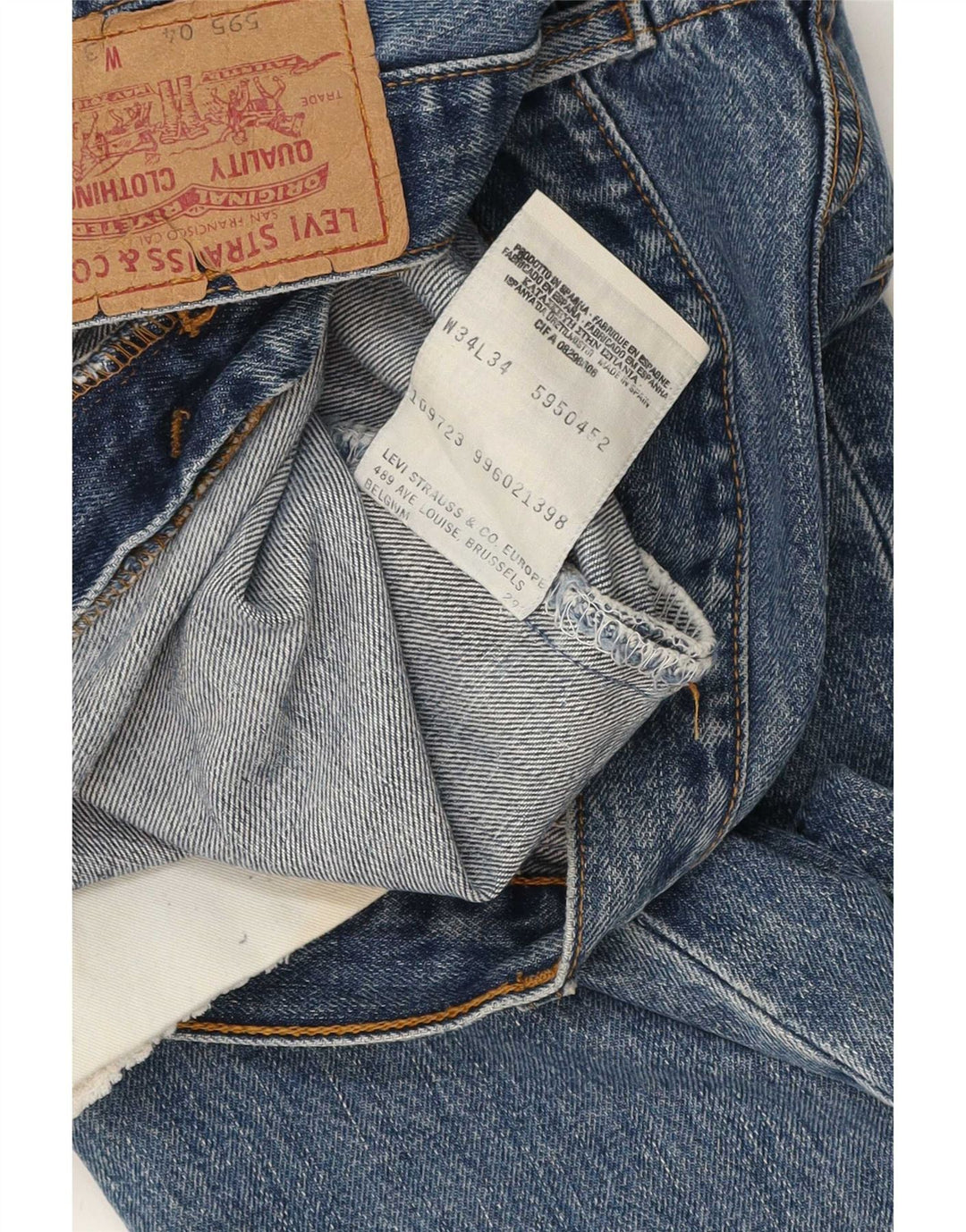 Levi's Mens 595 Straight Jeans W34 L29 Blue Cotton