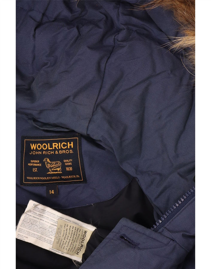 Woolrich Boys Hooded Padded Coat 13-14 Years Blue Cotton