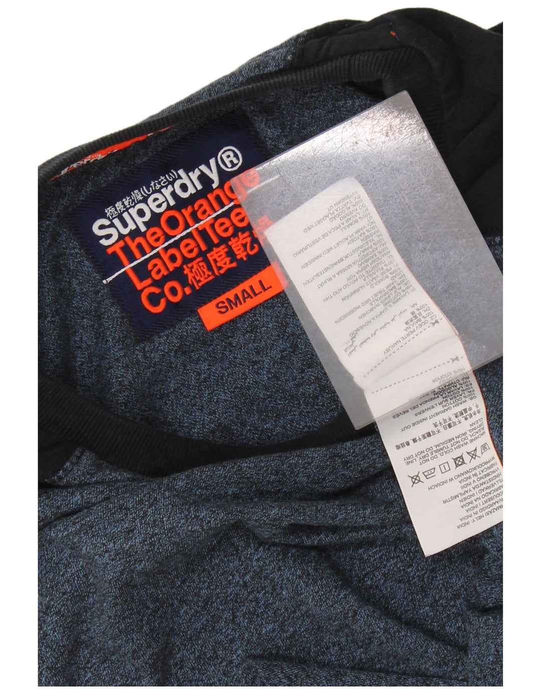 Superdry Mens T-Shirt Top Small Navy Blue Colourblock Cotton