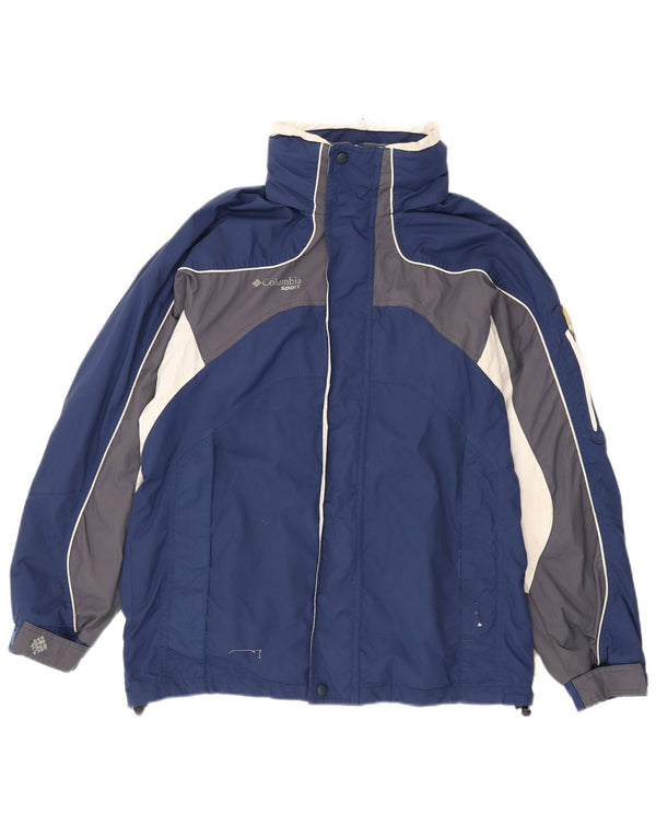 Columbia Mens Hooded Loose Fit Ski Jacket UK 36 Small Navy Blue Colourblock