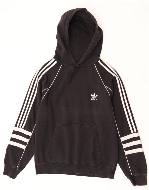 Adidas Mens Hoodie Jumper Medium Black Colourblock Cotton
