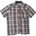MC KINLEY Mens Short Sleeve Shirt Large Navy Blue Check Polyamide Vintage MC Kinley and Second-Hand MC Kinley from Messina Hembry 