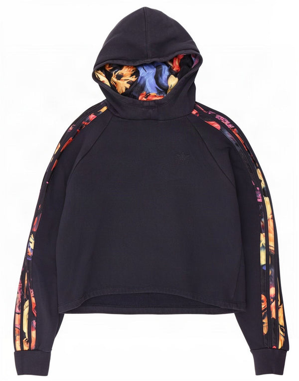 Adidas Girls Crop Hoodie Jumper 14-15 Years Navy Blue Cotton