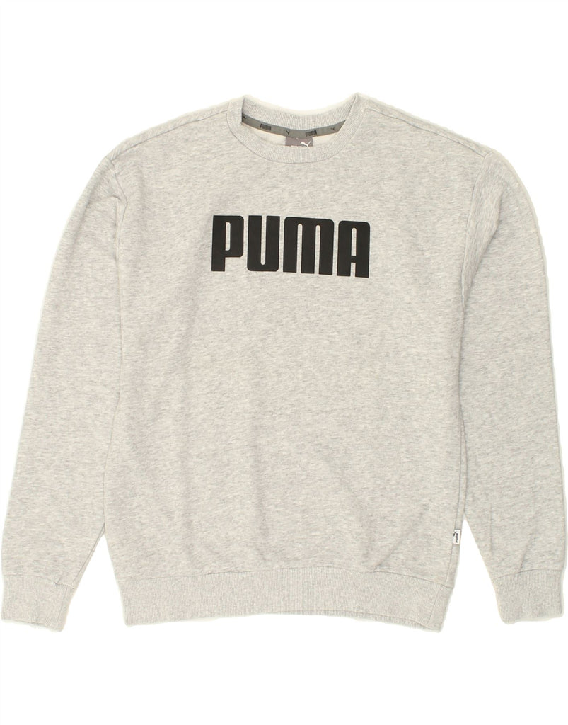 PUMA Womens Oversized Graphic Sweatshirt Jumper UK 10 Small Grey Vintage Puma and Second-Hand Puma from Messina Hembry 