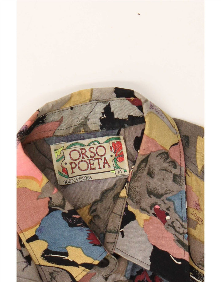 Orso Poeta Womens Abstract Pattern Shirt UK 14 Medium Multicoloured