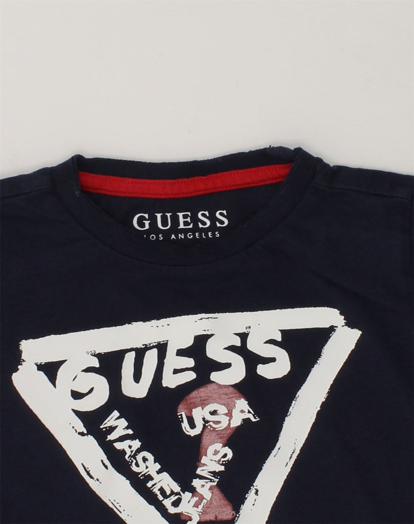 GUESS Girls Graphic Top Long Sleeve 2-3 Years Navy Blue Cotton | Vintage Guess | Thrift | Second-Hand Guess | Used Clothing | Messina Hembry 