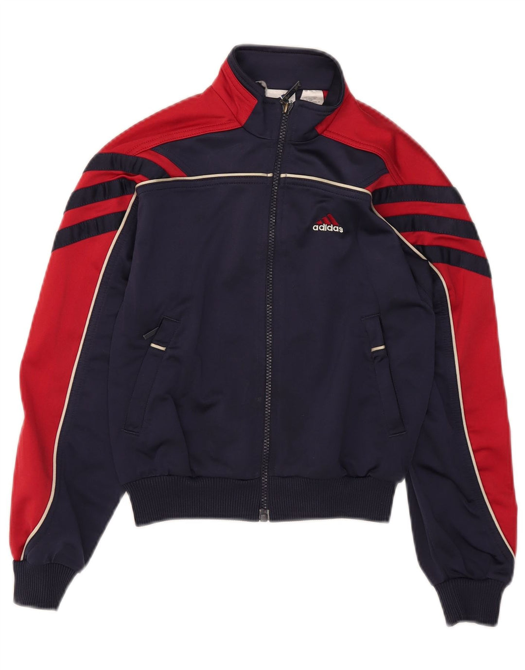 Adidas Boys Graphic Tracksuit Top Jacket 7-8 Years Navy Blue Colourblock