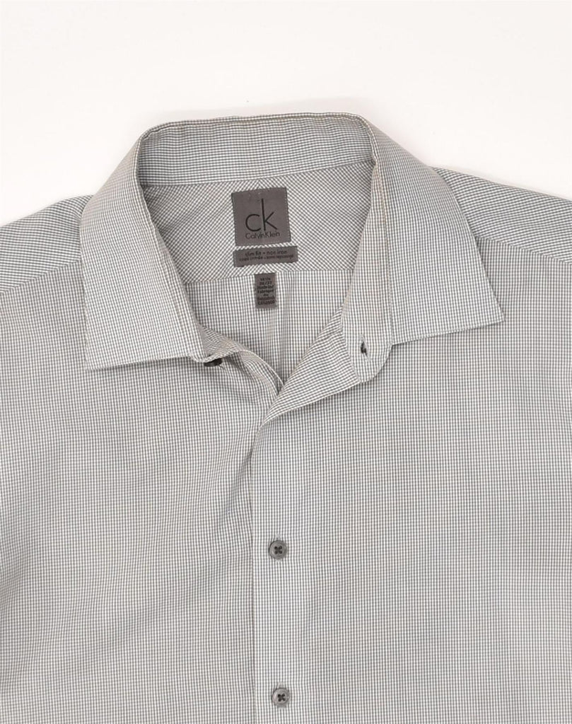 CALVIN KLEIN Mens NON - IRON Slim Fit Shirt Size 16 1/2 Large Grey Check | Vintage Calvin Klein | Thrift | Second-Hand Calvin Klein | Used Clothing | Messina Hembry 