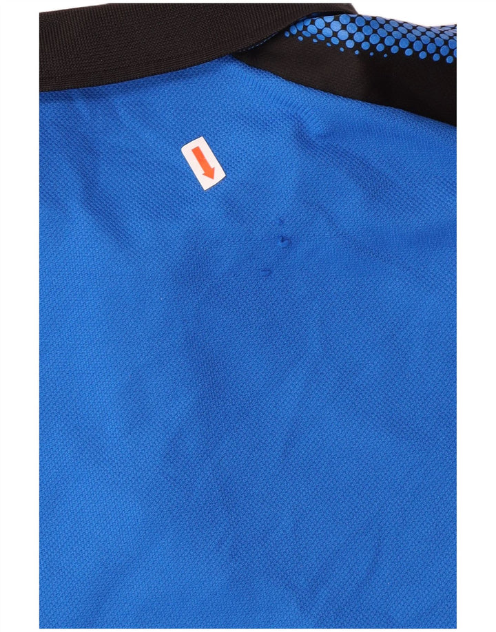 PUMA Mens Graphic Polo Shirt Large Blue Colourblock Polyester