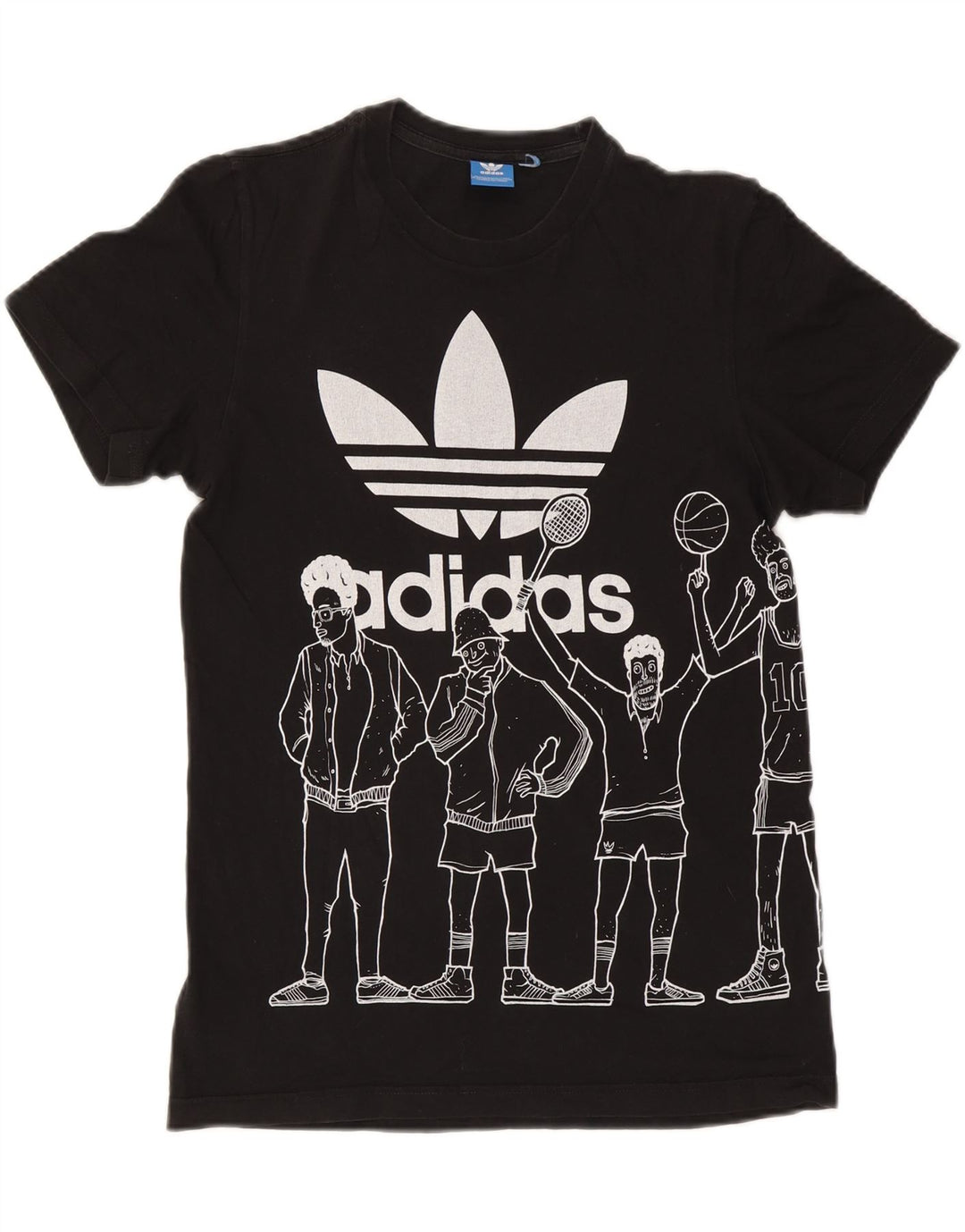 Adidas Mens Graphic T-Shirt Top Small Black Cotton