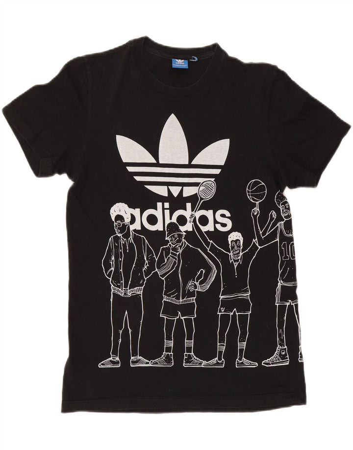 Adidas Mens Graphic T-Shirt Top Small Black Cotton