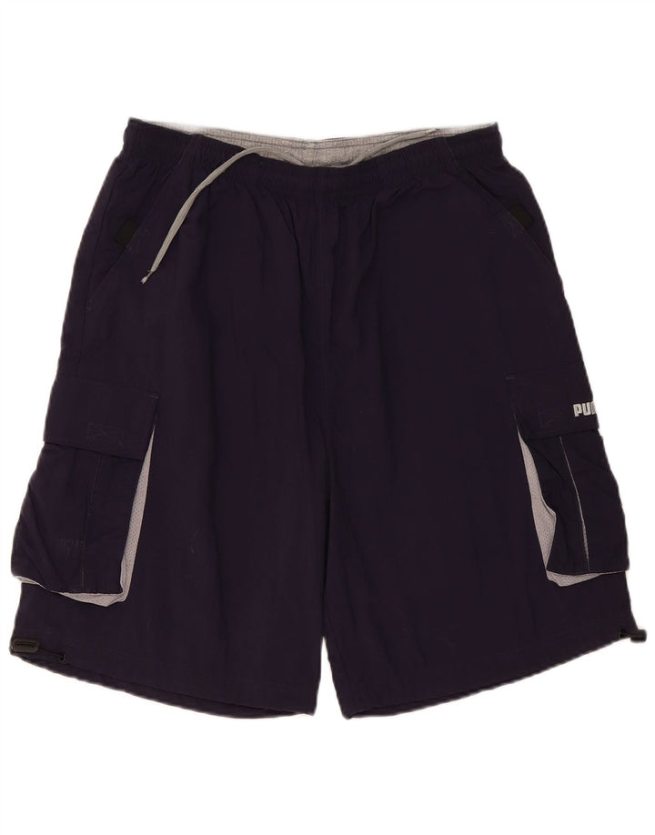Puma Mens Cargo Sport Shorts Medium Navy Blue Nylon