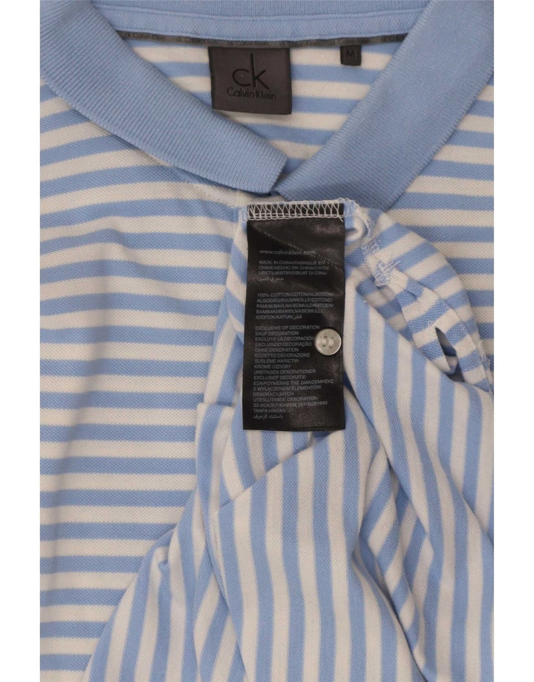 Calvin Klein Mens Short Sleeve Regular Fit Polo Shirt Medium Blue Striped