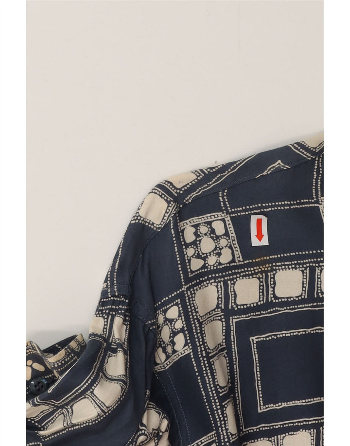 VINTAGE Mens Shirt Large Navy Blue Geometric