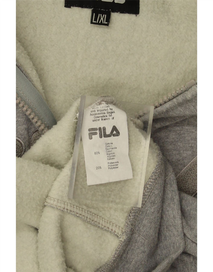 FILA Mens Graphic Zip Hoodie Sweater Large Grey Cotton Vintage Fila and Second-Hand Fila from Messina Hembry 